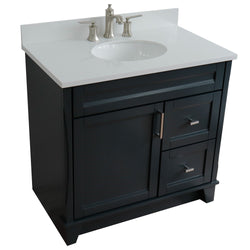 Bellaterra Home 37" Single sink vanity in White finish with Black galaxy granite and Left door/Center sink - Luxe Bathroom Vanities