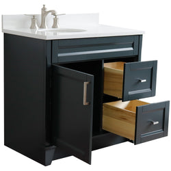 Bellaterra Home 37" Single sink vanity in White finish with Black galaxy granite and and Left door/Left sink - Luxe Bathroom Vanities