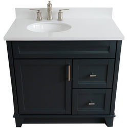 Bellaterra Home 37" Single sink vanity in White finish with Black galaxy granite and and Left door/Left sink - Luxe Bathroom Vanities