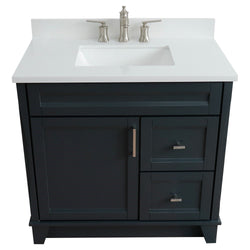 Bellaterra Home 37" Single sink vanity in White finish with Black galaxy granite and Left door/Center sink - Luxe Bathroom Vanities