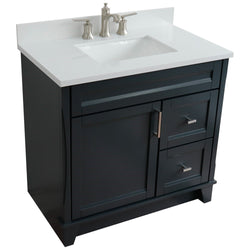 Bellaterra Home 37" Single sink vanity in White finish with Black galaxy granite and Left door/Center sink - Luxe Bathroom Vanities