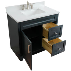 Bellaterra Home 37" Single sink vanity in White finish with Black galaxy granite and Left door/Center sink - Luxe Bathroom Vanities