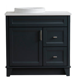 Bellaterra Home 37" Single sink vanity in White finish with Black galaxy granite and Left door/Round Left sink - Luxe Bathroom Vanities