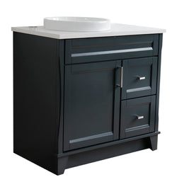 Bellaterra Home 37" Single sink vanity in White finish with Black galaxy granite and Left door/Round Left sink - Luxe Bathroom Vanities