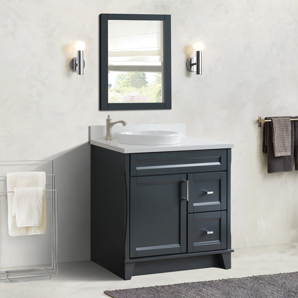 Bellaterra Home 37" Single sink vanity in White finish with Black galaxy granite and Left door/Round Left sink - Luxe Bathroom Vanities