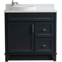 Bellaterra Home 37" Single sink vanity in White finish with Black galaxy granite and Left door/Round Left sink - Luxe Bathroom Vanities