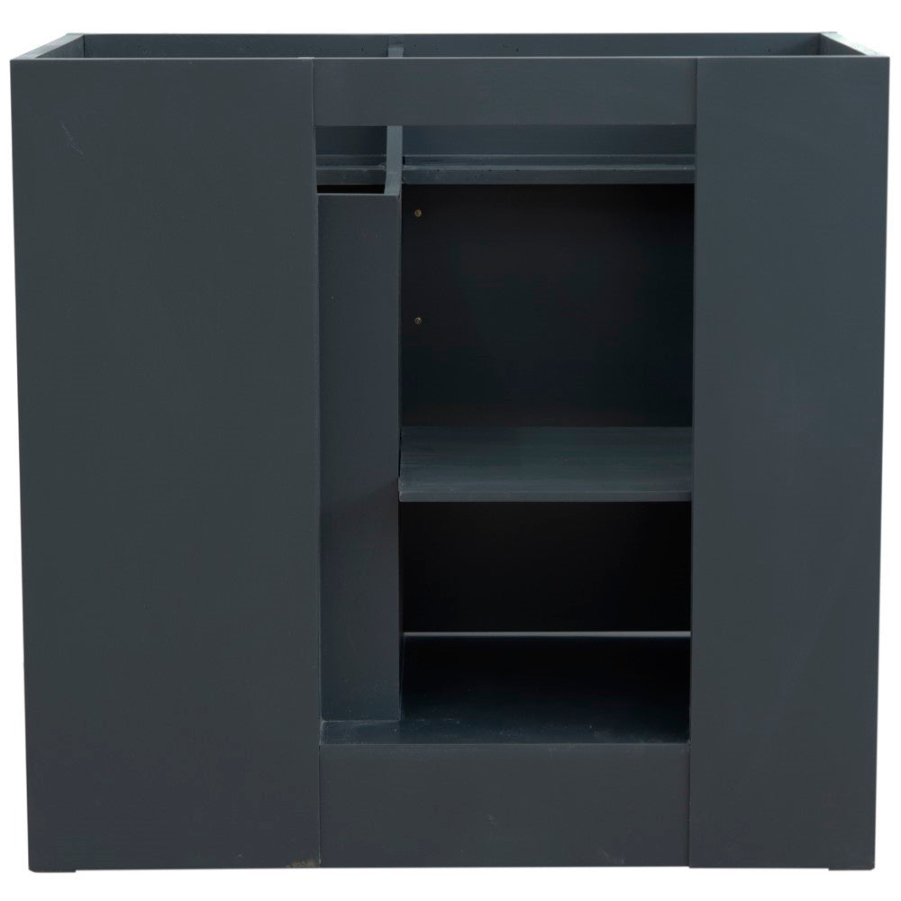 Bellaterra Home 37" Single sink vanity in White finish with Black galaxy granite and Left door/Round Left sink - Luxe Bathroom Vanities
