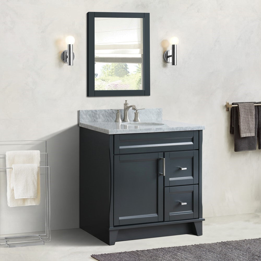 Bellaterra Home 400700-37L 37" Single sink vanity in White finish with Black galaxy granite and Left door/Center sink