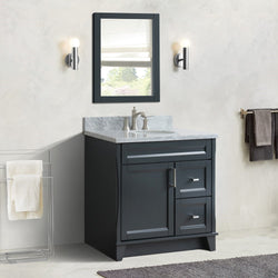 Bellaterra Home 400700-37L 37" Single sink vanity in White finish with Black galaxy granite and Left door/Center sink