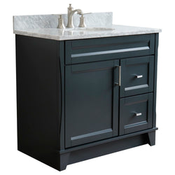 Bellaterra Home 400700-37L 37" Single sink vanity in White finish with Black galaxy granite and Left door/Center sink