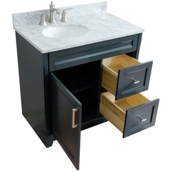 Bellaterra Home 400700-37L 37" Single sink vanity in White finish with Black galaxy granite and and Left door/Left sink