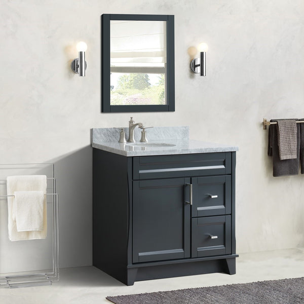 Bellaterra Home 37" Single sink vanity in White finish with Black galaxy granite and and Left door/Left sink - Luxe Bathroom Vanities