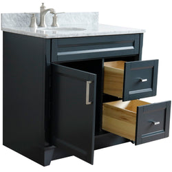 Bellaterra Home 400700-37L 37" Single sink vanity in White finish with Black galaxy granite and and Left door/Left sink