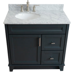 Bellaterra Home 37" Single sink vanity in White finish with Black galaxy granite and and Left door/Left sink - Luxe Bathroom Vanities