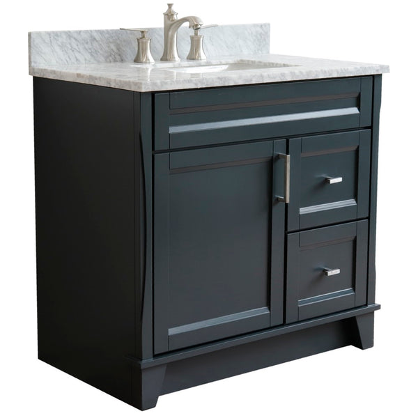 Bellaterra Home 37" Single sink vanity in White finish with Black galaxy granite and Left door/Center sink - Luxe Bathroom Vanities