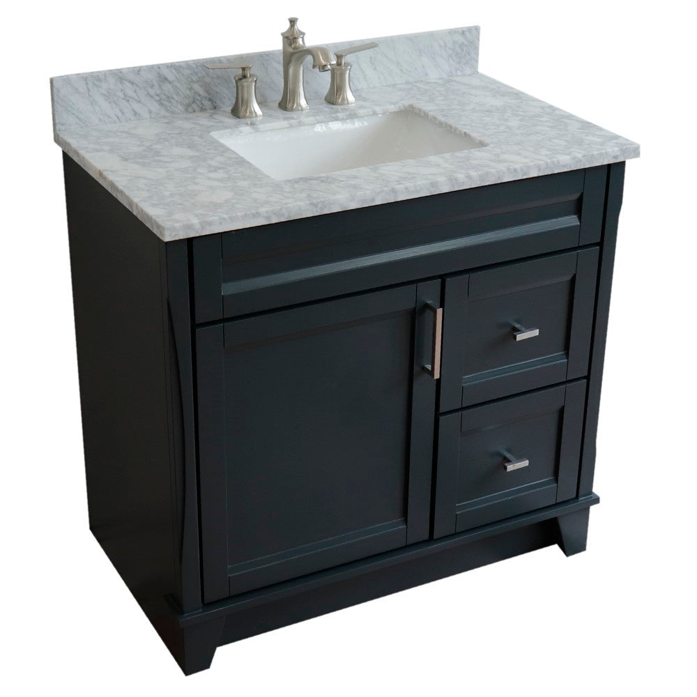 Bellaterra Home 37" Single sink vanity in White finish with Black galaxy granite and Left door/Center sink - Luxe Bathroom Vanities