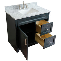 Bellaterra Home 37" Single sink vanity in White finish with Black galaxy granite and Left door/Center sink - Luxe Bathroom Vanities