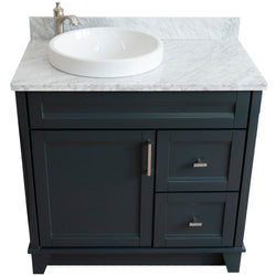 Bellaterra Home 37" Single sink vanity in White finish with Black galaxy granite and Left door/Round Left sink - Luxe Bathroom Vanities