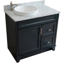 Bellaterra Home 37" Single sink vanity in White finish with Black galaxy granite and Left door/Round Left sink - Luxe Bathroom Vanities