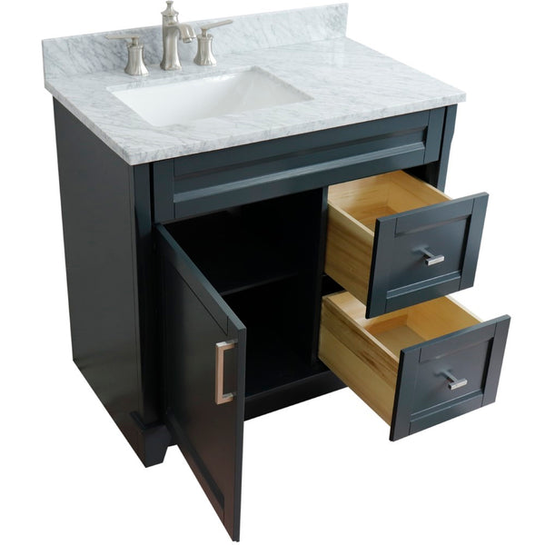 Bellaterra Home 400700-37L 37" Single sink vanity in White finish with Black galaxy granite and Left door/Left sink