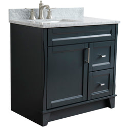 Bellaterra Home 400700-37L 37" Single sink vanity in White finish with Black galaxy granite and Left door/Left sink