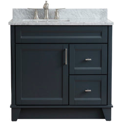 Bellaterra Home 400700-37L 37" Single sink vanity in White finish with Black galaxy granite and Left door/Left sink