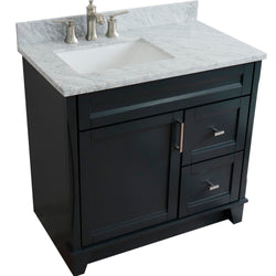 Bellaterra Home 400700-37L 37" Single sink vanity in White finish with Black galaxy granite and Left door/Left sink