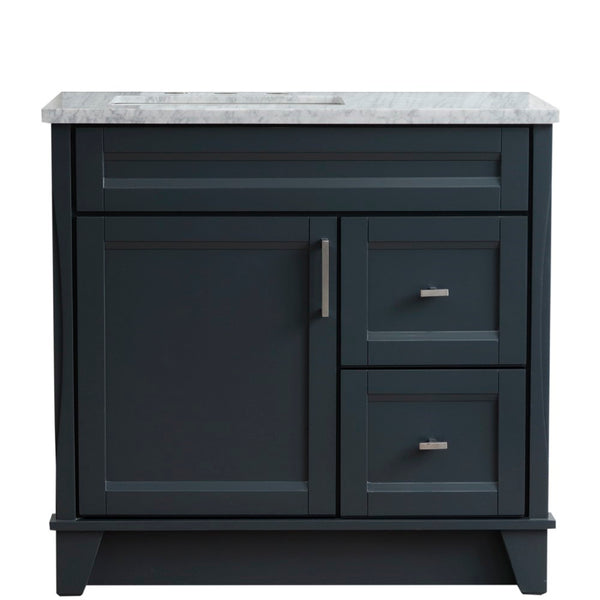 Bellaterra Home 400700-37L 37" Single sink vanity in White finish with Black galaxy granite and Left door/Left sink