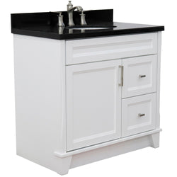 Bellaterra Home 37" Single sink vanity in White finish with Black galaxy granite and Left door/Center sink - Luxe Bathroom Vanities