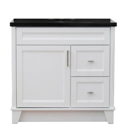 Bellaterra Home 37" Single sink vanity in White finish with Black galaxy granite and Left door/Center sink - Luxe Bathroom Vanities