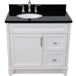 Bellaterra Home 37" Single sink vanity in White finish with Black galaxy granite and and Left door/Left sink - Luxe Bathroom Vanities