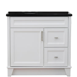 Bellaterra Home 37" Single sink vanity in White finish with Black galaxy granite and and Left door/Left sink - Luxe Bathroom Vanities