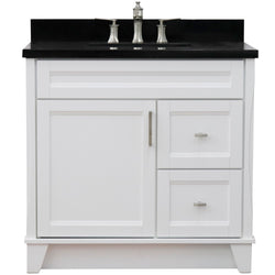 Bellaterra Home 37" Single sink vanity in White finish with Black galaxy granite and Left door/Center sink - Luxe Bathroom Vanities