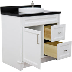 Bellaterra Home 37" Single sink vanity in White finish with White carrara marble and Left door/Round Center sink - Luxe Bathroom Vanities