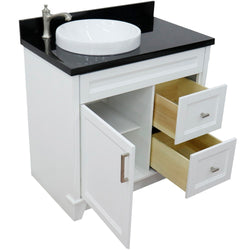 Bellaterra Home 37" Single sink vanity in White finish with Black galaxy granite and Left door/Round Left sink - Luxe Bathroom Vanities