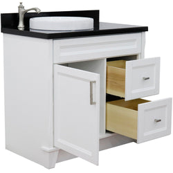 Bellaterra Home 37" Single sink vanity in White finish with Black galaxy granite and Left door/Round Left sink - Luxe Bathroom Vanities