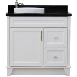 Bellaterra Home 37" Single sink vanity in White finish with Black galaxy granite and Left door/Round Left sink - Luxe Bathroom Vanities