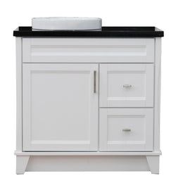 Bellaterra Home 37" Single sink vanity in White finish with Black galaxy granite and Left door/Round Left sink - Luxe Bathroom Vanities