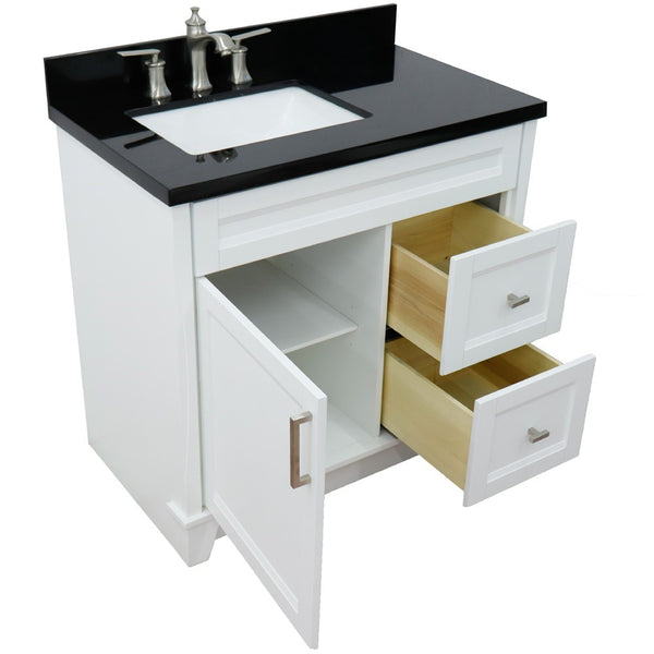 Bellaterra Home 37" Single sink vanity in White finish with Black galaxy granite and Left door/Left sink - Luxe Bathroom Vanities