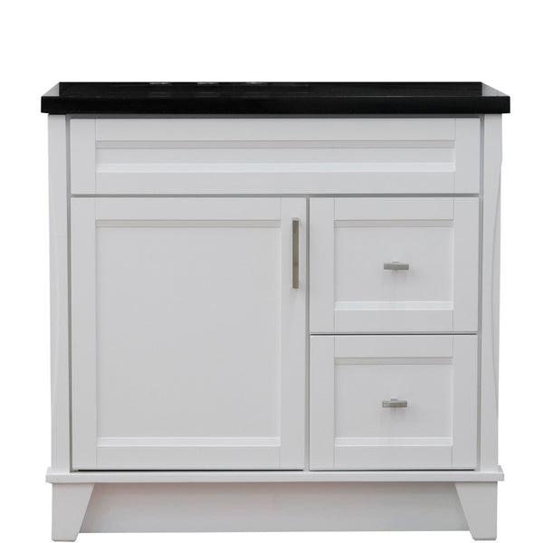 Bellaterra Home 37" Single sink vanity in White finish with Black galaxy granite and Left door/Left sink - Luxe Bathroom Vanities