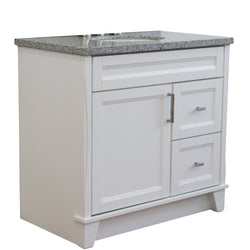 Bellaterra Home 37" Single sink vanity in White finish with Black galaxy granite and Left door/Center sink - Luxe Bathroom Vanities