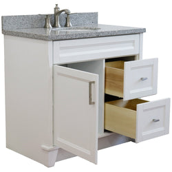 Bellaterra Home 37" Single sink vanity in White finish with Black galaxy granite and Left door/Center sink - Luxe Bathroom Vanities