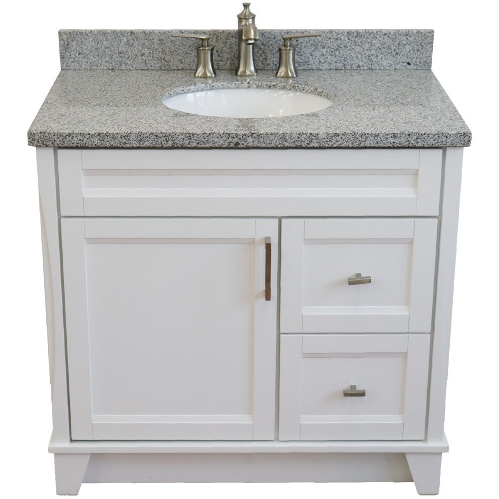 Bellaterra Home 37" Single sink vanity in White finish with Black galaxy granite and Left door/Center sink - Luxe Bathroom Vanities