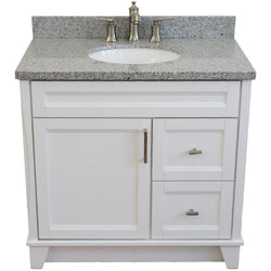 Bellaterra Home 37" Single sink vanity in White finish with Black galaxy granite and Left door/Center sink - Luxe Bathroom Vanities