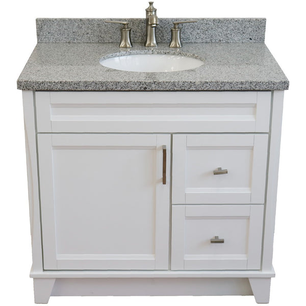 Bellaterra Home 37" Single sink vanity in White finish with Black galaxy granite and Left door/Center sink - Luxe Bathroom Vanities