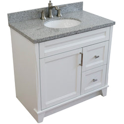 Bellaterra Home 37" Single sink vanity in White finish with Black galaxy granite and Left door/Center sink - Luxe Bathroom Vanities