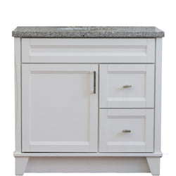 Bellaterra Home 37" Single sink vanity in White finish with Black galaxy granite and Left door/Center sink - Luxe Bathroom Vanities