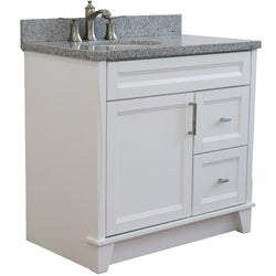 Bellaterra Home 37" Single sink vanity in White finish with Black galaxy granite and and Left door/Left sink - Luxe Bathroom Vanities