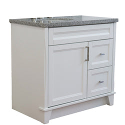 Bellaterra Home 37" Single sink vanity in White finish with Black galaxy granite and and Left door/Left sink - Luxe Bathroom Vanities