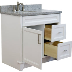 Bellaterra Home 37" Single sink vanity in White finish with Black galaxy granite and and Left door/Left sink - Luxe Bathroom Vanities